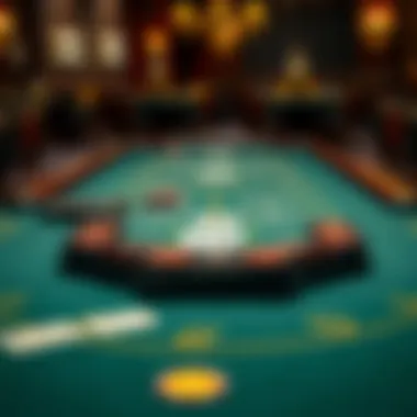 Baccarat Table Setup An elegant baccarat table with cards and chips