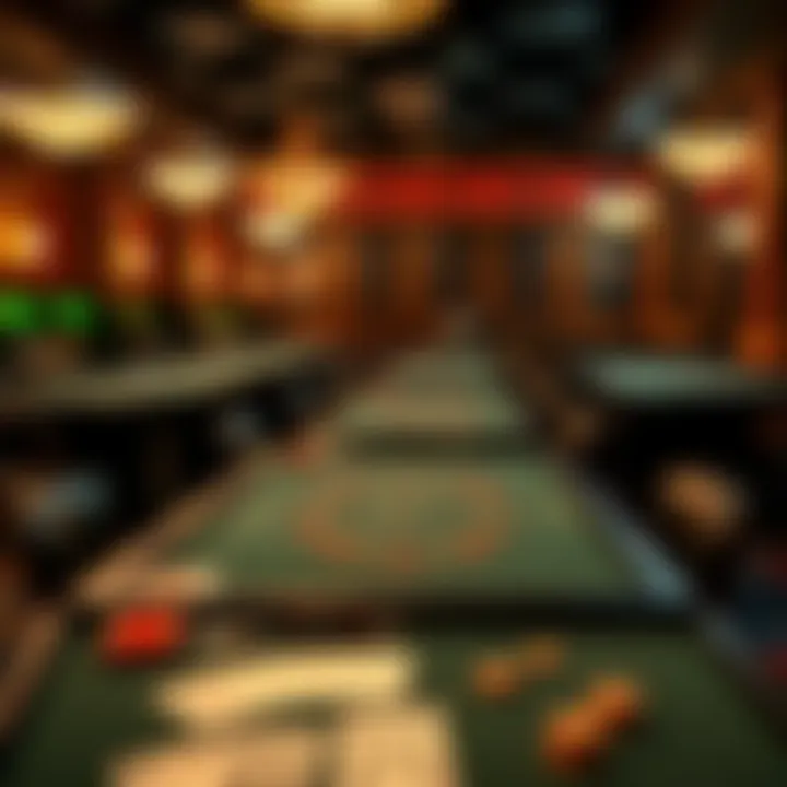 Vintage casino atmosphere with blackjack tables