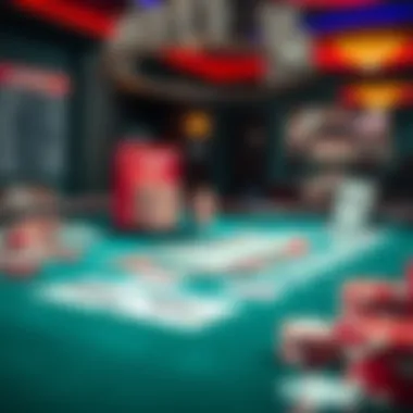 Illustration of Blackjack Strategies A detailed view of blackjack strategies illustrated on a table.