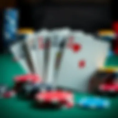 Strategic cards and chips depicting blackjack strategies.