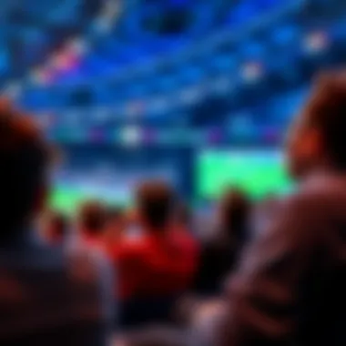 Excited sports fans watching live games