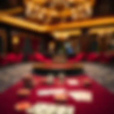 Elegant casino table with cards and chips