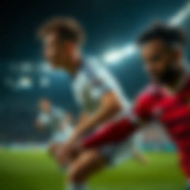 Close-up of key players in action