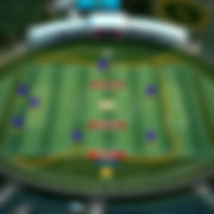 A detailed diagram illustrating the field layout and key positions in cricket.