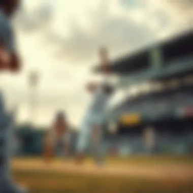 An overview of a cricket match in progress showcasing players in action.