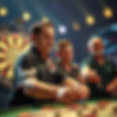 Famous dart players in action