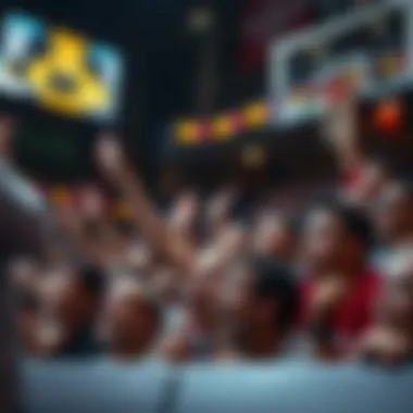 Fans cheering passionately during a basketball match