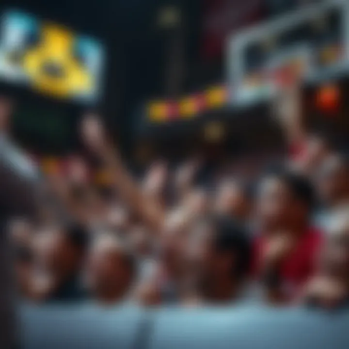 Fans cheering passionately during a basketball match