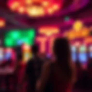 A vibrant atmosphere of a bustling casino environment