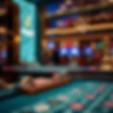 A detailed view of a casino table showcasing various games