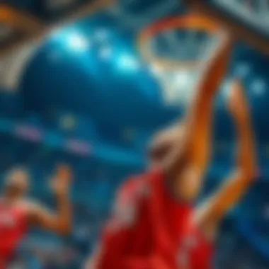Captivating moment during a live basketball game