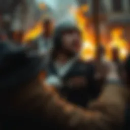 A chaotic historical scene depicting societal upheaval