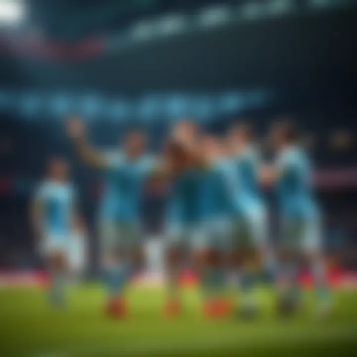 Manchester City team celebrating a goal