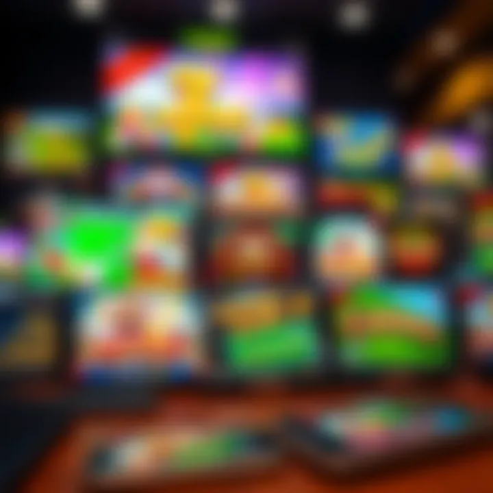 An array of popular mobile casino games displayed on devices