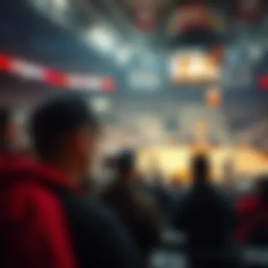 Fan Engagement in NBA Arenas Fan engagement during an NBA game in a packed arena