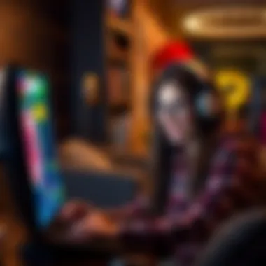 An engaging user enjoying an online gaming experience at home