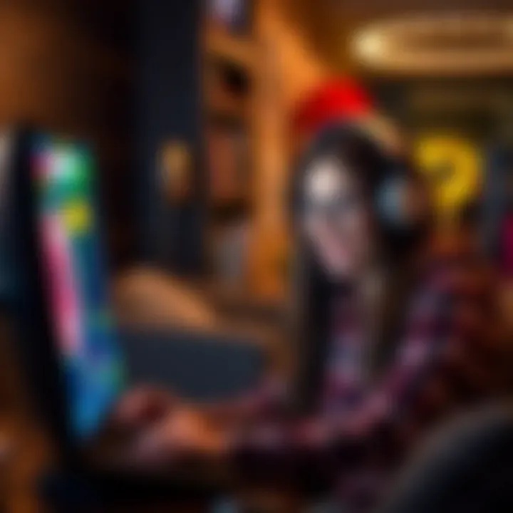 An engaging user enjoying an online gaming experience at home