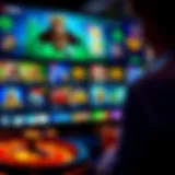 Illuminated online casino interface showcasing various games