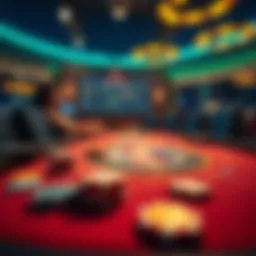 A vibrant online poker table with virtual chips