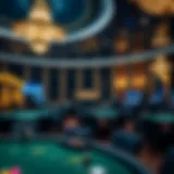 A luxurious casino interior showcasing elegant gaming tables