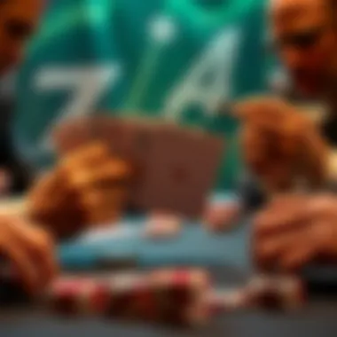 Poker Hands in Action Illustration depicting various poker hands in action