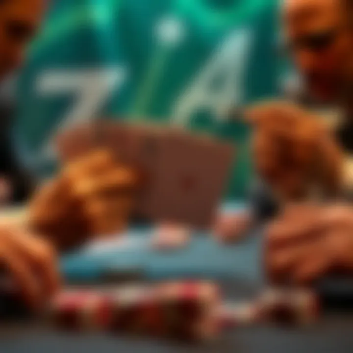 Poker Hands in Action Illustration depicting various poker hands in action