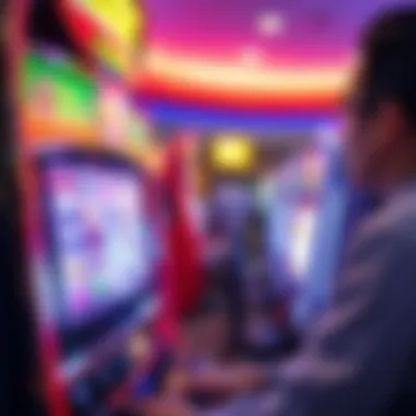 A close-up of a player making a strategic bet on a slot machine