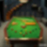 A detailed layout of a snooker table illustrating its components.