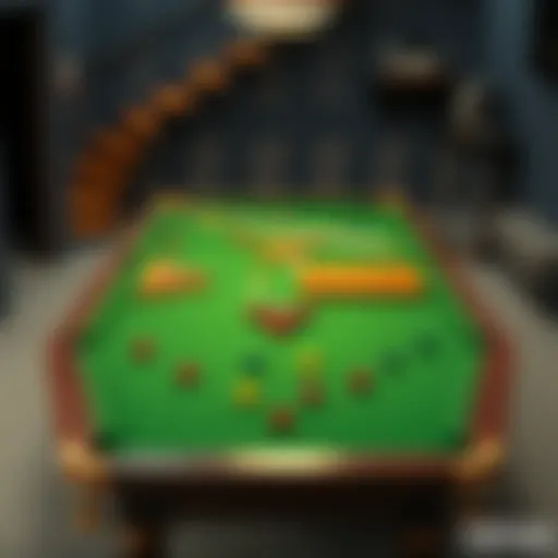 A detailed layout of a snooker table illustrating its components.