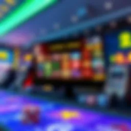 A vibrant illustration of a digital casino interface showcasing a variety of games.