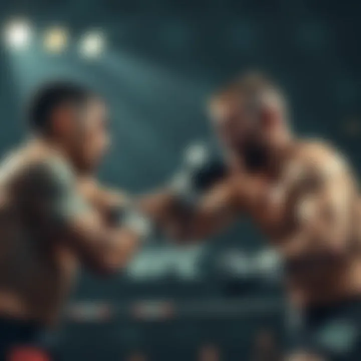 Dynamic match during a UFC event showcasing intense competition