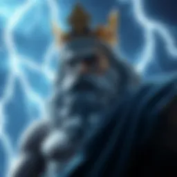 A captivating depiction of Zeus surrounded by thunderbolts in a mythical setting